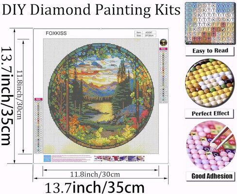 Landscape Diamond Art Painting Kits for Adults, Stained Glass Full Drill Diamond Dots Paintings for Beginners, Round 5D Paint with Diamonds Pictures Gem Art Painting Kits DIY Crafts Kits 14x14inch in Kuwait