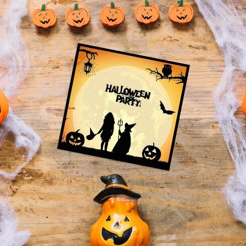 Threetols Halloween Clear Stamps for Card Making, Tree Background Clear Rubber Stamps Witch Bat Pumpkin Stamps for Holiday Card Making Decor DIY Scrapbooking Transparent Album Decor Paper Craft in Kuwait