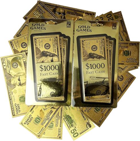 Gold Games Gold Cash, Fake Money, 1000 Dollars of Various Waterproof Gold Bills with Different Faces, Games, Entertainment in Kuwait