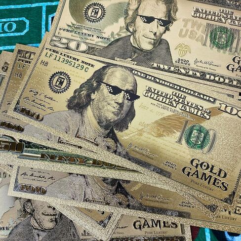 Gold Games Gold Cash, Fake Money, 1000 Dollars of Various Waterproof Gold Bills with Different Faces, Games, Entertainment in Kuwait