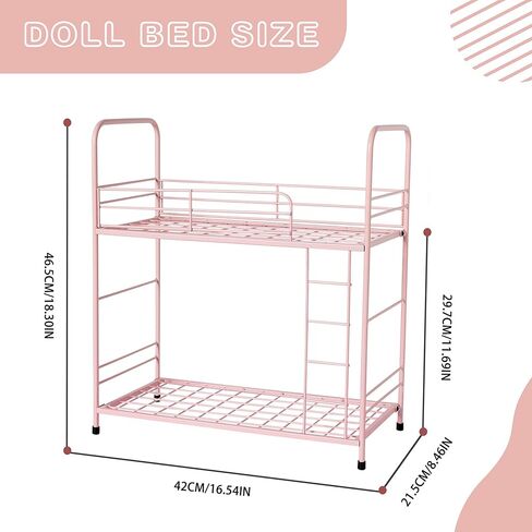 ESTAR SUPPLIES سرير الدمية بطابقين، إكسسوارات أثاث بيت الدمى، سرير اللعب الحديدي للدمى in Kuwait