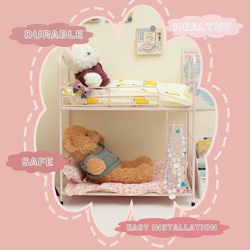 ESTAR SUPPLIES سرير الدمية بطابقين، إكسسوارات أثاث بيت الدمى، سرير اللعب الحديدي للدمى in Kuwait