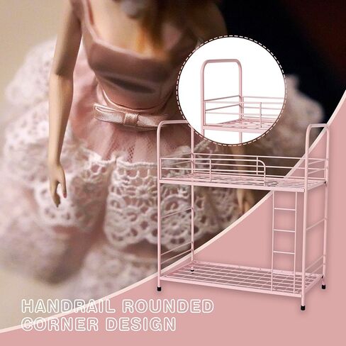 ESTAR SUPPLIES سرير الدمية بطابقين، إكسسوارات أثاث بيت الدمى، سرير اللعب الحديدي للدمى in Kuwait