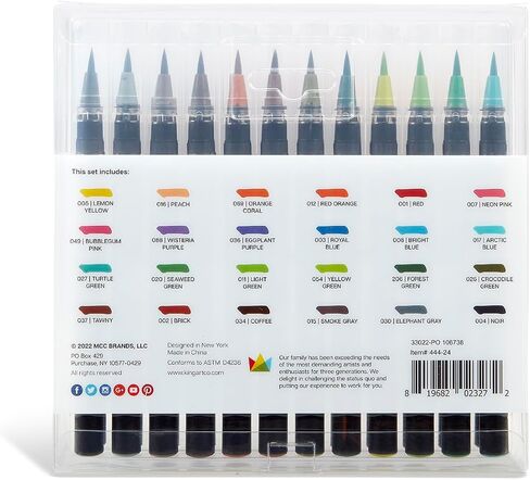 KINGART Pro Brush Pens, 48 Colors for Real Watercolor Painting with Flexible Nylon Brush Tips, Paint Markers for Coloring, Calligraphy and Drawing for Artists and Beginner Painters in Kuwait