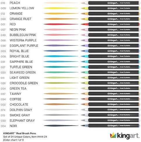 KINGART Pro Brush Pens, 48 Colors for Real Watercolor Painting with Flexible Nylon Brush Tips, Paint Markers for Coloring, Calligraphy and Drawing for Artists and Beginner Painters in Kuwait