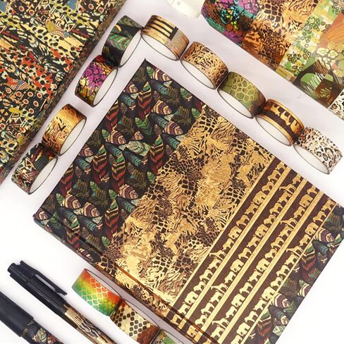 Loving Basso Vintage Washi Tape Set 20 Rolls,Black Decorative Washi Tape for Scrapbooking Supplies,Old Newspaper Antique Retro Wide Masking Tape Sets for Bullet Journal, Planner, DIY Crafts in Kuwait