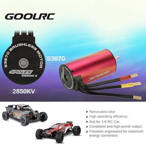 GoolRC الأصلي S3670 2850KV محرك بدون فرشاة بدون مستشعر 120A بدون فرشاة ESC ومجموعة بطاقة البرنامج لشاحنة سيارة RC 1/8 in Kuwait
