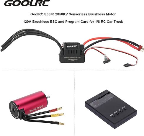 GoolRC الأصلي S3670 2850KV محرك بدون فرشاة بدون مستشعر 120A بدون فرشاة ESC ومجموعة بطاقة البرنامج لشاحنة سيارة RC 1/8 in Kuwait