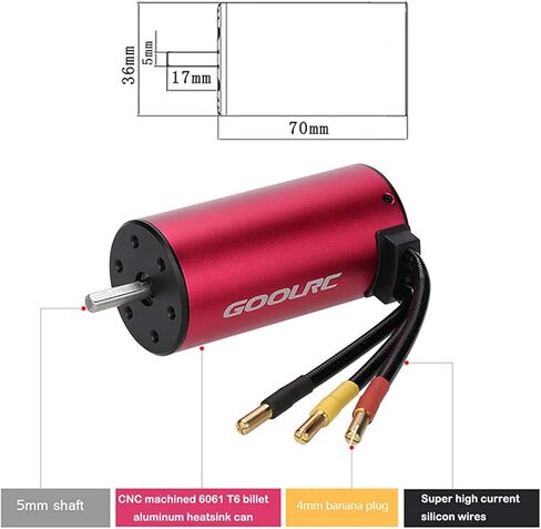 GoolRC الأصلي S3670 2850KV محرك بدون فرشاة بدون مستشعر 120A بدون فرشاة ESC ومجموعة بطاقة البرنامج لشاحنة سيارة RC 1/8 in Kuwait