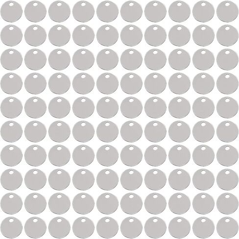 Shapenty Small Round Stainless Steel Flat Blank Stamping Tag Pendants Mini Discs for Bracelet Earring Necklace Chain Charms Jewelry Making and Specialized Photo Number Alphabet Stamping, 100PCS (12MM) in Saudi Arabia