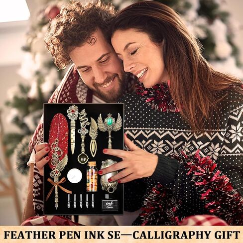 مجموعة حبر قلم CunMei Quill مع ختم الشمع، وقلم ريشة، مزيج من أنماط الشرير والرجعية، كل من مجموعة أقلام الخط ومجموعة ختم ختم الشمع، مناسبة لمحبي الخط من جميع الأعمار (أحمر) in Kuwait