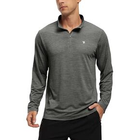 TBMPOY Men's 1/4 Zip Pullover Running Long Sleeve Sun Protection Shirts Quick Dry UPF 50+ Rash Guard Athletic T Shirt