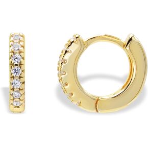 EDEN 14K Gold Plated Cubic Zirconia Small Gold Hoop Earrings For Women, Huggie Hoop Earrings, Silver Small Hoop Earrings