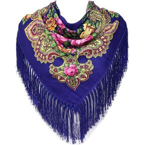 Uainhrt Tassel Scarf Cotton Large Square Shawl and Wraps,Versatile Gift Fringe Boho Shawl,43"×43" in Kuwait