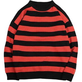 Women Vintage Striped Sweater Knitted Long Sleeve Loose Oversized Pullover Jumper Tops in Kuwait
