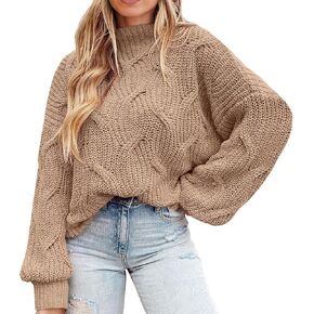 PRETTYGARDEN Women's Fall Oversized Pullover Sweaters Casual Crewneck Long Sleeve Chunky Cable Knit Blouse Top in Saudi Arabia