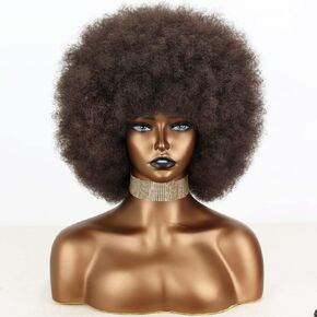 Xinran Blue 70s Afro Wigs for Black Women, Afro Puff Wigs Bouncy and Soft, Short Afro Wig for Cosplay Costume and Party