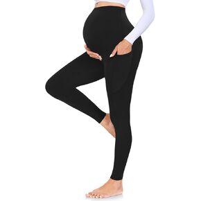 MOREFEEL طماق الأمومة النسائية مع جيوب فوق البطن الحمل ملابس نشطة تجريب اليوغا الجوارب السراويل