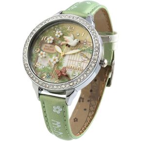 DREAMING Q&P Cute Bowknot Bunny Girl's Teenagers' Wrist Watches,Butterfly Dial,Leather Strap Golden Case fq062