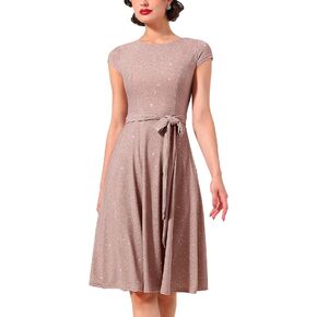 فساتين Dressystar الرسمية للنساء الترتر خمر 1950s ريترو كاب كم كوكتيل مساء حفل زفاف حفلة موسيقية اللباس in Kuwait