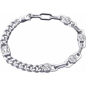 Paperclip Chain Bracelet GRA Certified I 3ctw DF VVS Emerald Cut Moissanite Diamonds Bracelets for Women I Silver with 18K White Gold Plated 6mm Cuban Link Chain Charm Bracelet I 6.5-7.5 Inch in Saudi Arabia