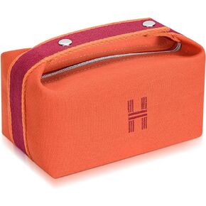Sluxa Fashion Makeup Bag for Women, Orange Red Canvas Make up Travel Bag, Hanging Cosmetic Bag Organizer for Women in Kuwait