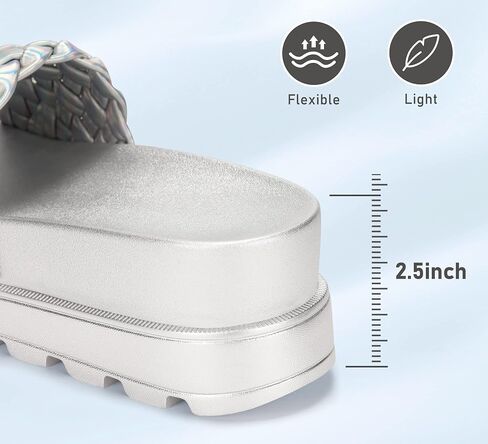 LUCKY STEP Women's Chunky Platform Braided Slide Sandals | Thick Sole Casual Summer Beach Shoes | Braided Strap Open Toe Wedge Woven Belt Slipper in Saudi Arabia