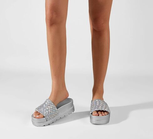 LUCKY STEP Women's Chunky Platform Braided Slide Sandals | Thick Sole Casual Summer Beach Shoes | Braided Strap Open Toe Wedge Woven Belt Slipper in Saudi Arabia