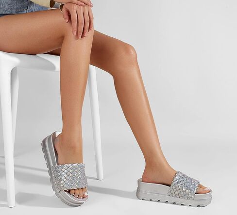 LUCKY STEP Women's Chunky Platform Braided Slide Sandals | Thick Sole Casual Summer Beach Shoes | Braided Strap Open Toe Wedge Woven Belt Slipper in Saudi Arabia