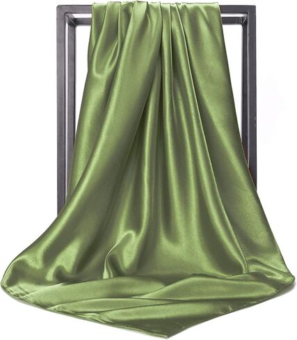 NUWEERIR 4pc Mixed Womens Large Square Scarf Set Silk Feeling Satin Hair Wrapping 35x35 inches in Kuwait