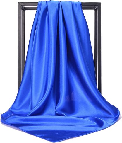 NUWEERIR 4pc Mixed Womens Large Square Scarf Set Silk Feeling Satin Hair Wrapping 35x35 inches in Kuwait