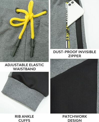 بنطال رياضي رجالي من Insenver، سروال رياضي للتدريب على صالة الألعاب الرياضية، بنطال رياضي مناسب للركض للرجال مع جيوب بسحاب in Kuwait