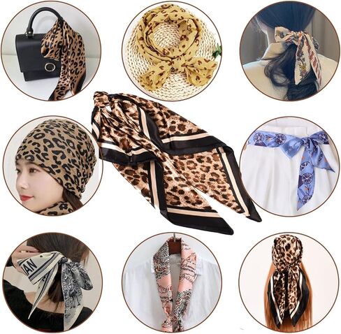 EIysee 35 x 35 Women's Fashion Pattern Large Square Silk Like Hair Scarf Head Sleeping Wrap Satin Neck Bandana for Gift… in Kuwait