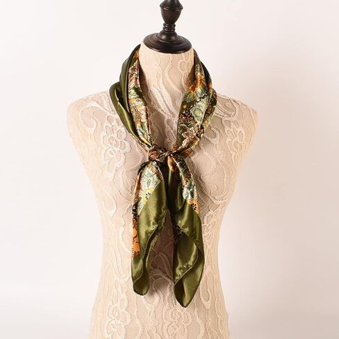 EIysee 35 x 35 Women's Fashion Pattern Large Square Silk Like Hair Scarf Head Sleeping Wrap Satin Neck Bandana for Gift… in Kuwait
