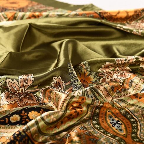 EIysee 35 x 35 Women's Fashion Pattern Large Square Silk Like Hair Scarf Head Sleeping Wrap Satin Neck Bandana for Gift… in Kuwait