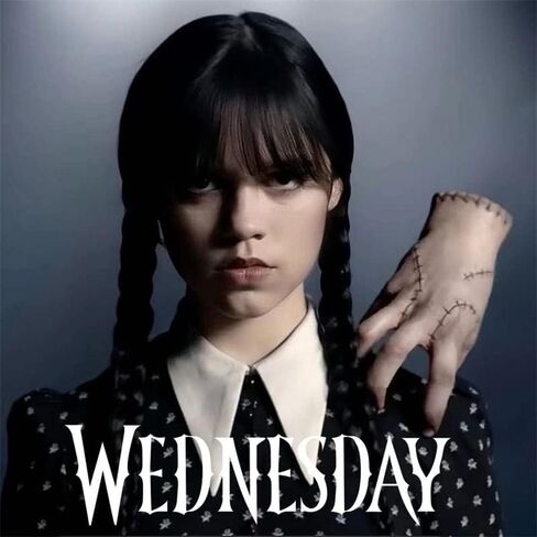 زي شعر مستعار Dafatpig Wednesday Addams مع شعر مستعار أسود طويل للهالوين in Kuwait