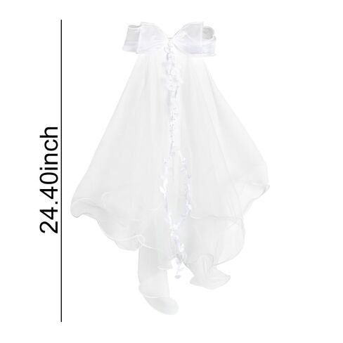 حجاب الزفاف للعرائس، حجاب فيونكة الشعر الأبيض، إكسسوارات شعر الزفاف للعروس وصيفة العروس، حجاب طويل مع مشط، طرحة زفاف لؤلؤية، زينة حفلات العازبة، العروس لتكون هدية دش الزفاف in Kuwait