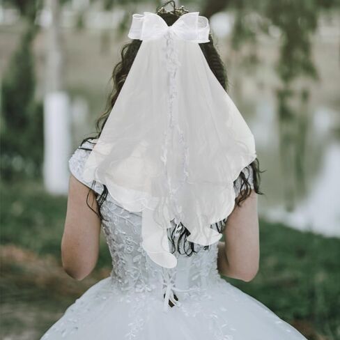 حجاب الزفاف للعرائس، حجاب فيونكة الشعر الأبيض، إكسسوارات شعر الزفاف للعروس وصيفة العروس، حجاب طويل مع مشط، طرحة زفاف لؤلؤية، زينة حفلات العازبة، العروس لتكون هدية دش الزفاف in Kuwait