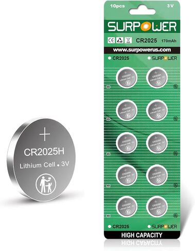 【ضمان لمدة 5 سنوات】بطارية ليثيوم SURPOWER CR2025 3V لحزمة المفاتيح 2025-10 in Kuwait