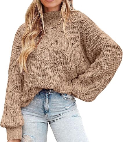 PRETTYGARDEN Women's Fall Oversized Pullover Sweaters Casual Crewneck Long Sleeve Chunky Cable Knit Blouse Top in Saudi Arabia