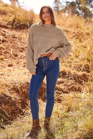 PRETTYGARDEN Women's Fall Oversized Pullover Sweaters Casual Crewneck Long Sleeve Chunky Cable Knit Blouse Top in Saudi Arabia