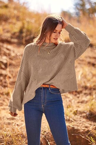 PRETTYGARDEN Women's Fall Oversized Pullover Sweaters Casual Crewneck Long Sleeve Chunky Cable Knit Blouse Top in Saudi Arabia