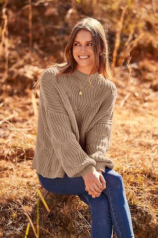 PRETTYGARDEN Women's Fall Oversized Pullover Sweaters Casual Crewneck Long Sleeve Chunky Cable Knit Blouse Top in Saudi Arabia