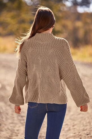 PRETTYGARDEN Women's Fall Oversized Pullover Sweaters Casual Crewneck Long Sleeve Chunky Cable Knit Blouse Top in Saudi Arabia