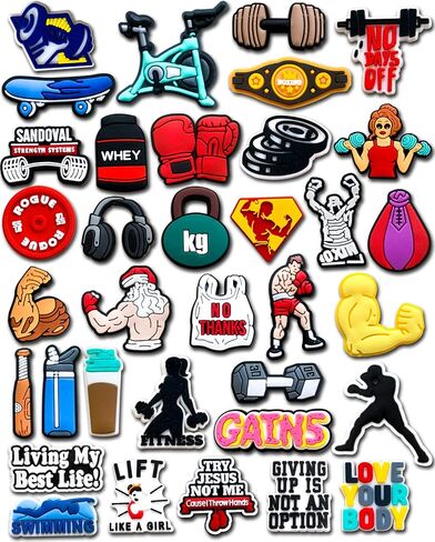 20 35PCS Gym Shoe Decoration Charms for Clog Decoration, Fitness Charms Accessories for Adult Men Women Teens Boys Party Favor in Kuwait