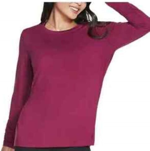 Skechers Women's Active Long Sleeve Tee 2pack Shirts (Magenta Purple/Bold Black, Large) in Saudi Arabia