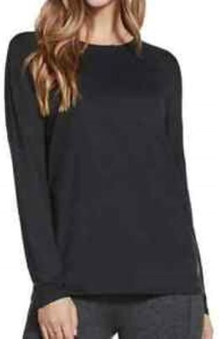 Skechers Women's Active Long Sleeve Tee 2pack Shirts (Magenta Purple/Bold Black, Large) in Saudi Arabia