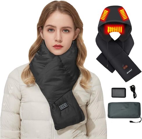 ayamaya Heated Scarf with Hidden Hat - Wireless Heating Pad with 5000mAh Rechargable Battery, Lightweight Winter Warm Scarves in Saudi Arabia