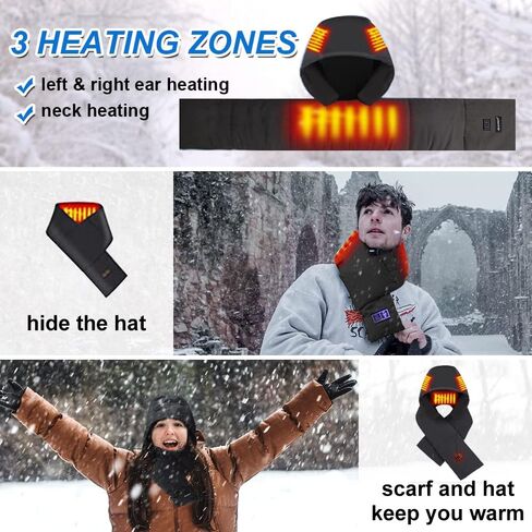 ayamaya Heated Scarf with Hidden Hat - Wireless Heating Pad with 5000mAh Rechargable Battery, Lightweight Winter Warm Scarves in Saudi Arabia