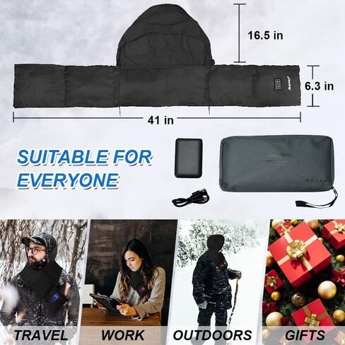 ayamaya Heated Scarf with Hidden Hat - Wireless Heating Pad with 5000mAh Rechargable Battery, Lightweight Winter Warm Scarves in Saudi Arabia